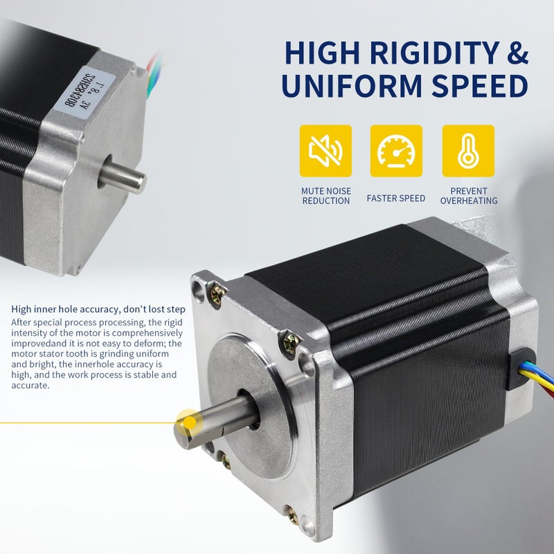 RATTMMOTOR Nema23 Stepper Motor 76mm Dual Shaft 3A 270oz-in 4 Lead Wire for CNC Router Engraving Milling/3D Printer - Image 3